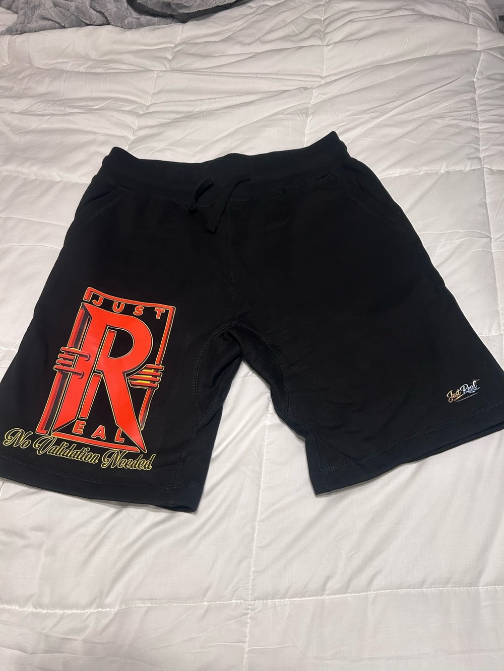 Men's Black Athletic Shorts with Red Graphic